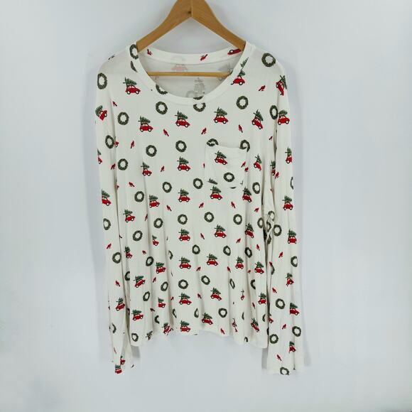 Kyte Living Bamboo Christmas Pajama Top Holiday Print Cars & Wreaths Size XL - Picture 7 of 7